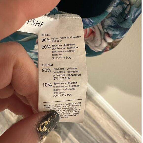 Cupshe Floral Lace Up One Piece Swimsuit Green / Teal Floral Large - Picture 9 of 9